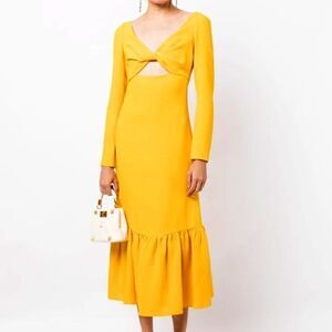 NEW Giambattista Valli Twist-front midi dress yellow - size 48 (US 12/XL)